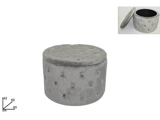 Pouf contenitore velluto grigio mi014101c