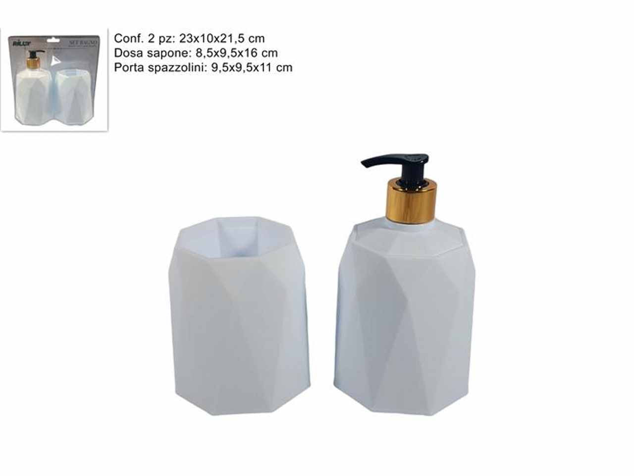 Set da bagno 2 pezzi linea diamante bianco