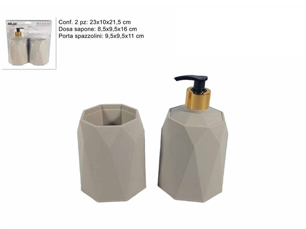 Set da bagno 2 pezzi linea diamante in 3 colori