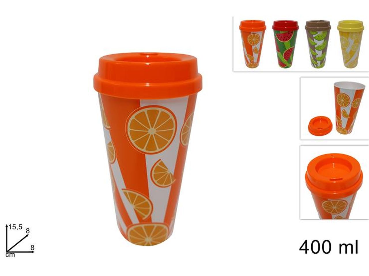 bicchiere per bibita 400ml con coperchio in plastica