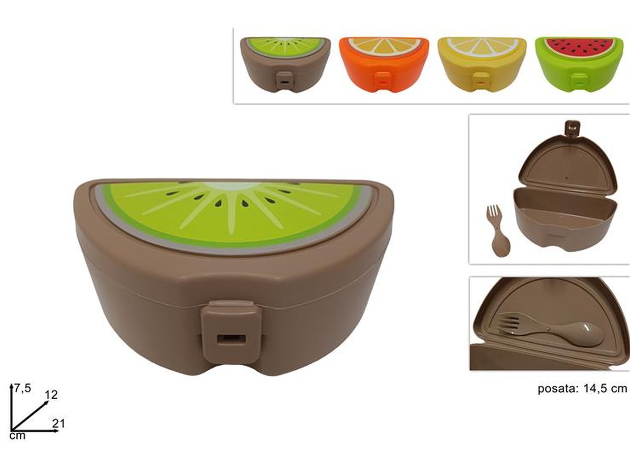 contenitore porta vivande con posata in colori assoriti