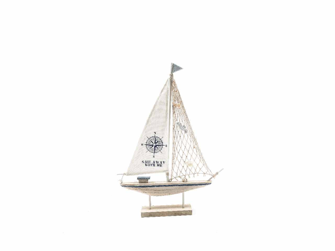 veliero legno c/conch.35xh.47cm45685