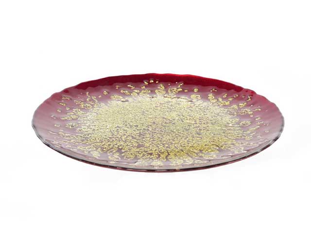 l.vetro sottopiatto rosso/oro 32cm69575