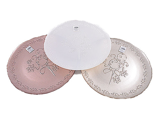 Piatto in vetro d cm 33,5 palline fiocco colori assortiti