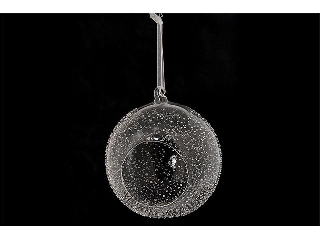 sfera vetro trasparente forata 15cm iridescente 4756