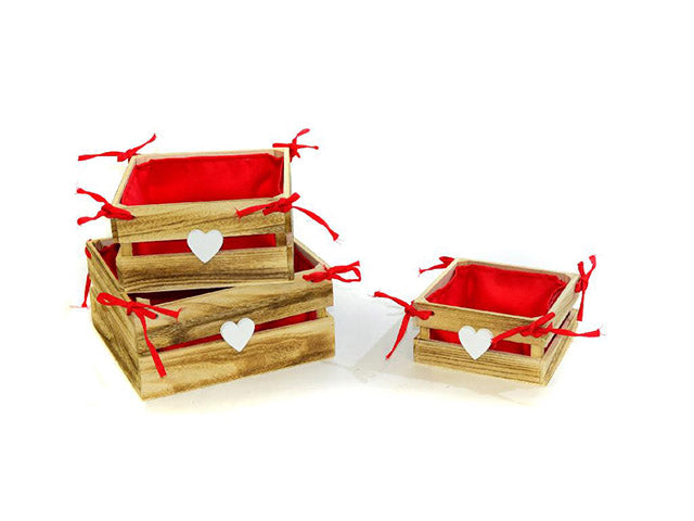 Cesti in legno c/tessuto 3 pezzi 89796