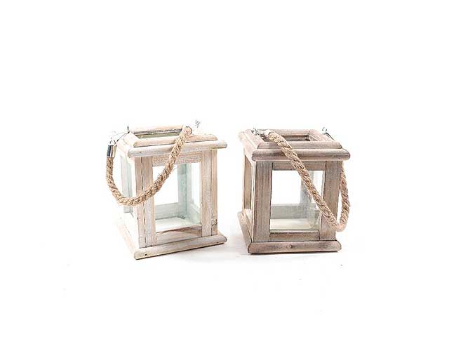 Lanterna legno con vetro h.17x15cm 03638