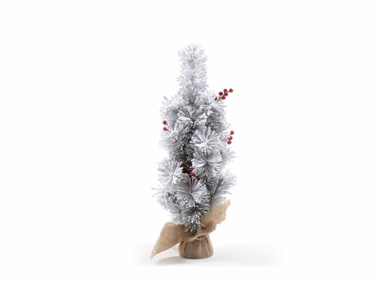 Albero di natale con base in yuta innevato h.60cm