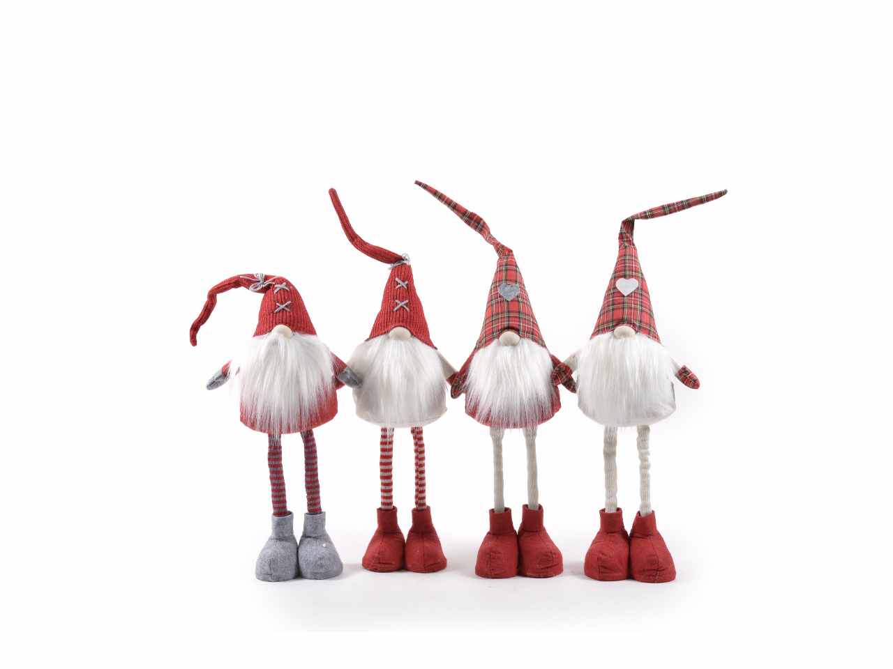 Babbo natale gambelunghe in tessuto h.80x24x14 cm assortito
