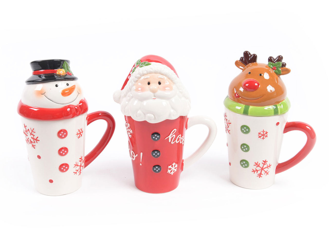 Mug in ceramica noel con coperchio misura 14x9,5xh.19cm assortita