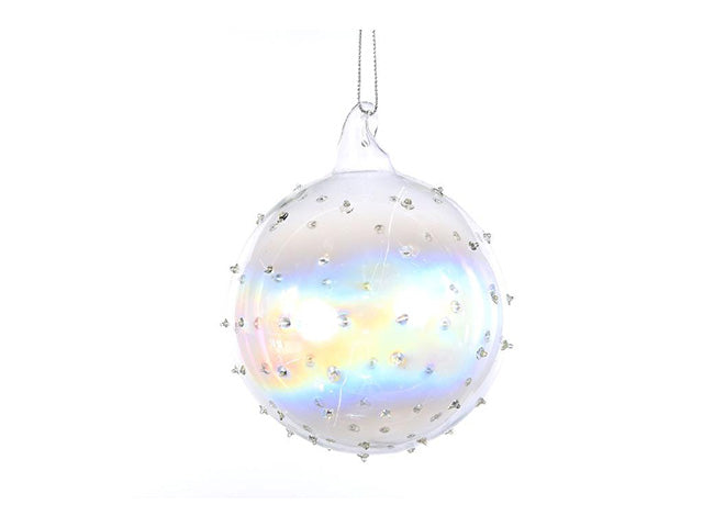 sfera vetro iridescente bianca 10cm 60747