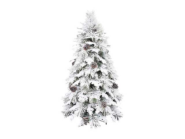 Albero di natale linea chamonix innevato con pigne e 819 rami - misura d.135xh.240cm a innesto
