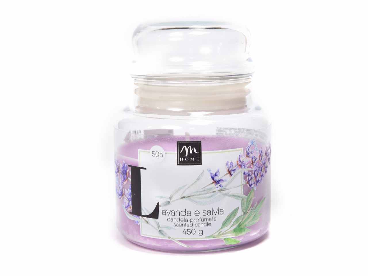 candela in barattolo vetro lavanda 450gr08586