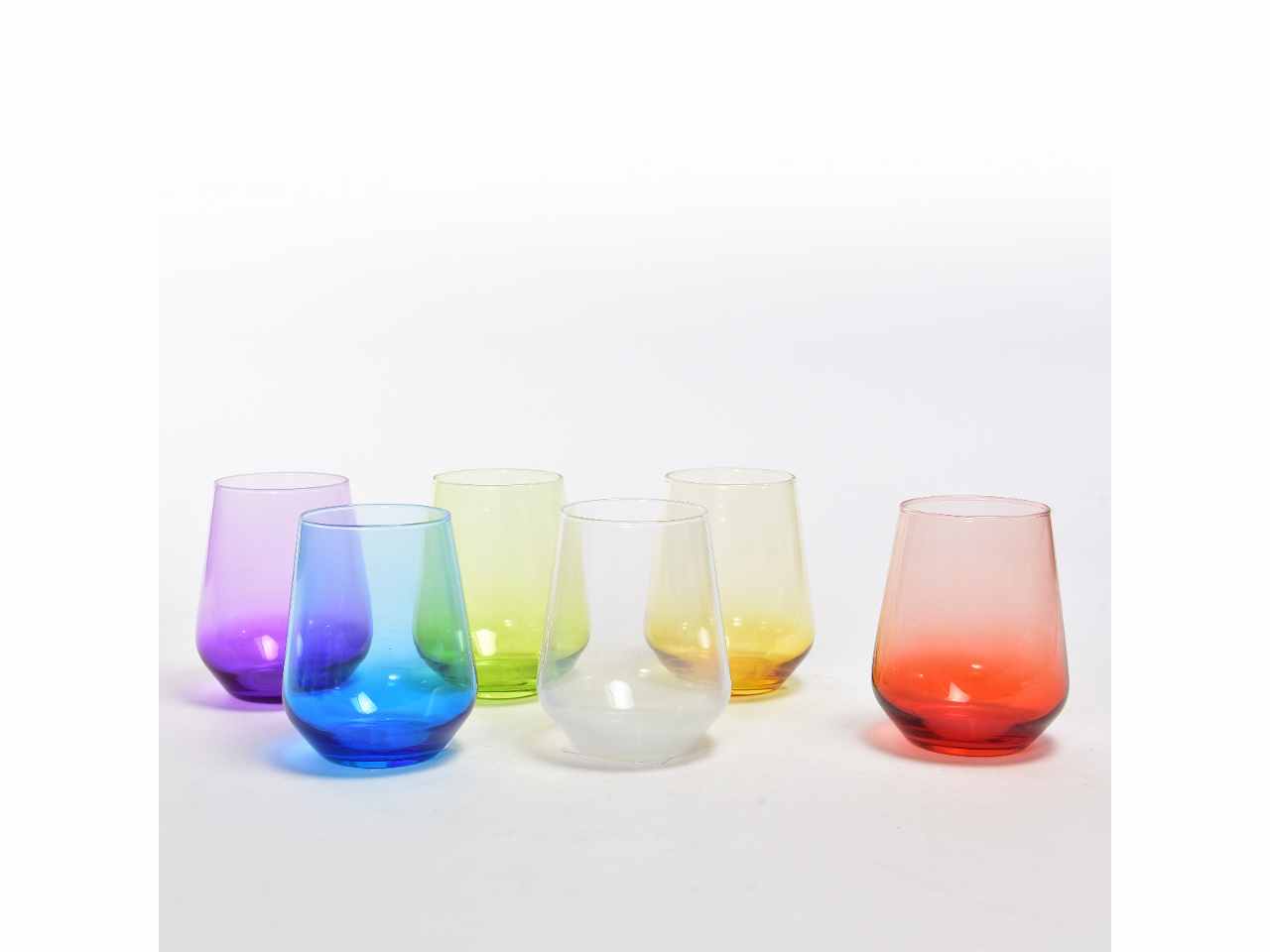 Bicchiere in vetro pastello 6pz 425cc 09293