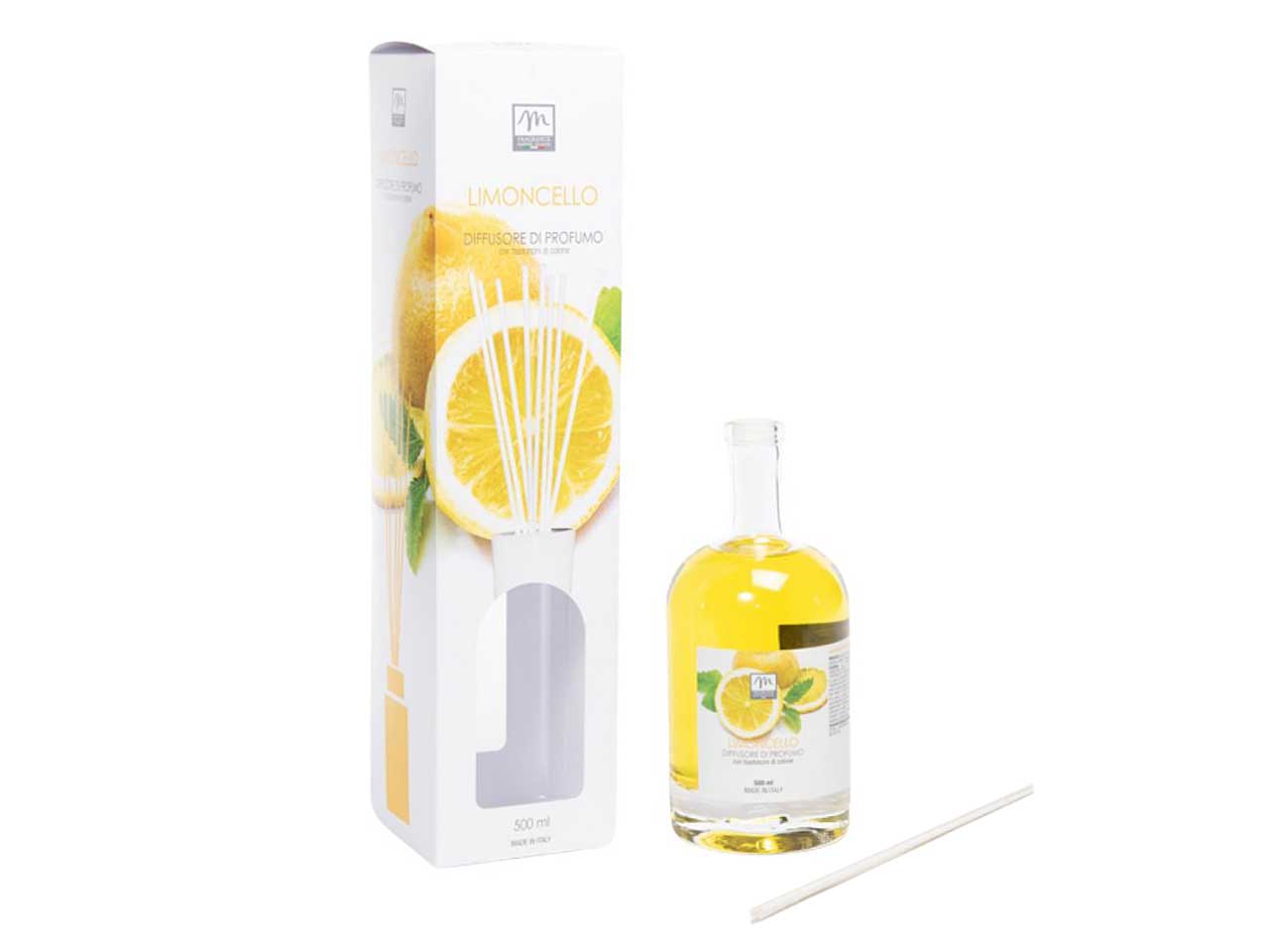 Diffusore di essenza 500 ml limoncello linea  bouquet con bacchetti in cotone e scatola regalo