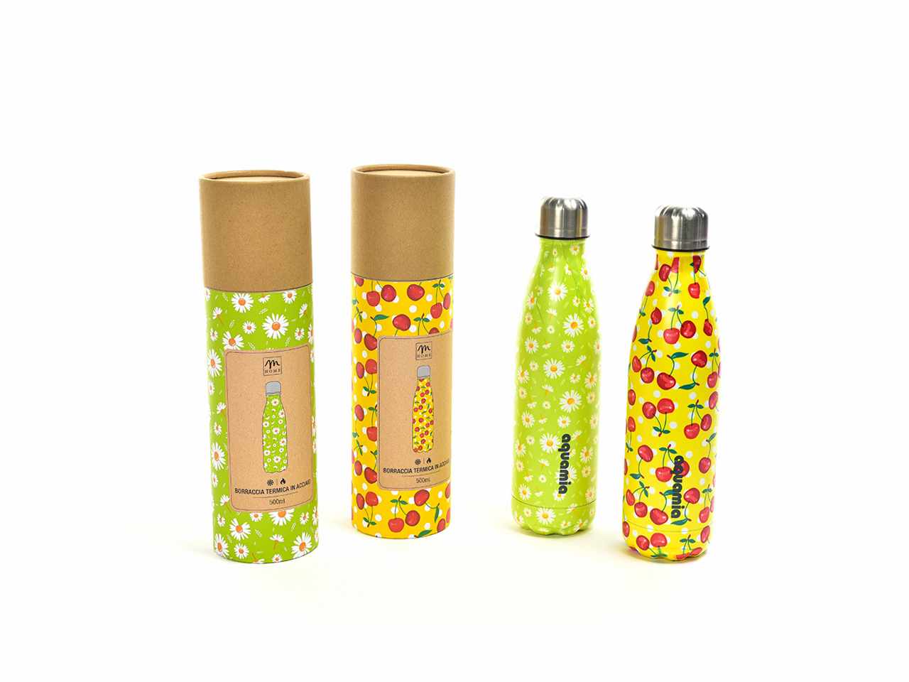 borraccia termica in acciaio 500ml design assortiti in confezione regalo
