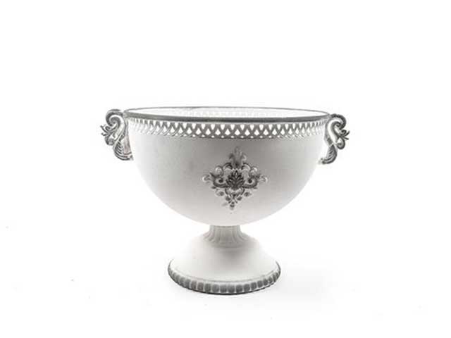 Coppa metallo con manici bianca h.36x54x42cm6