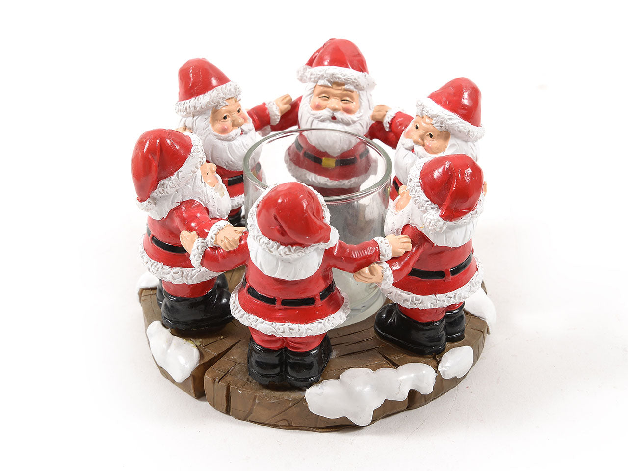 Portacandela babbi natale in resina misura d.11xh.7,5cm