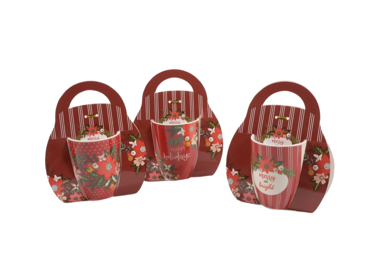 tazza "christmas flowers" in ceramica con confezione regalo 340ml diam.8.3x