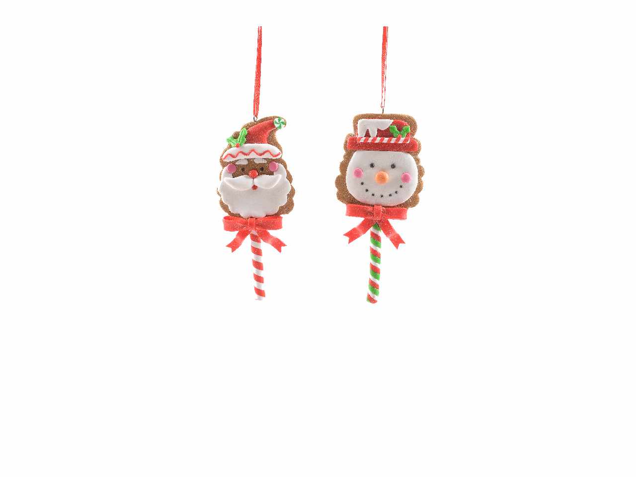 Pendente lecca lecca natalizio in argilla morbida 6xh.13cm decori assortiti