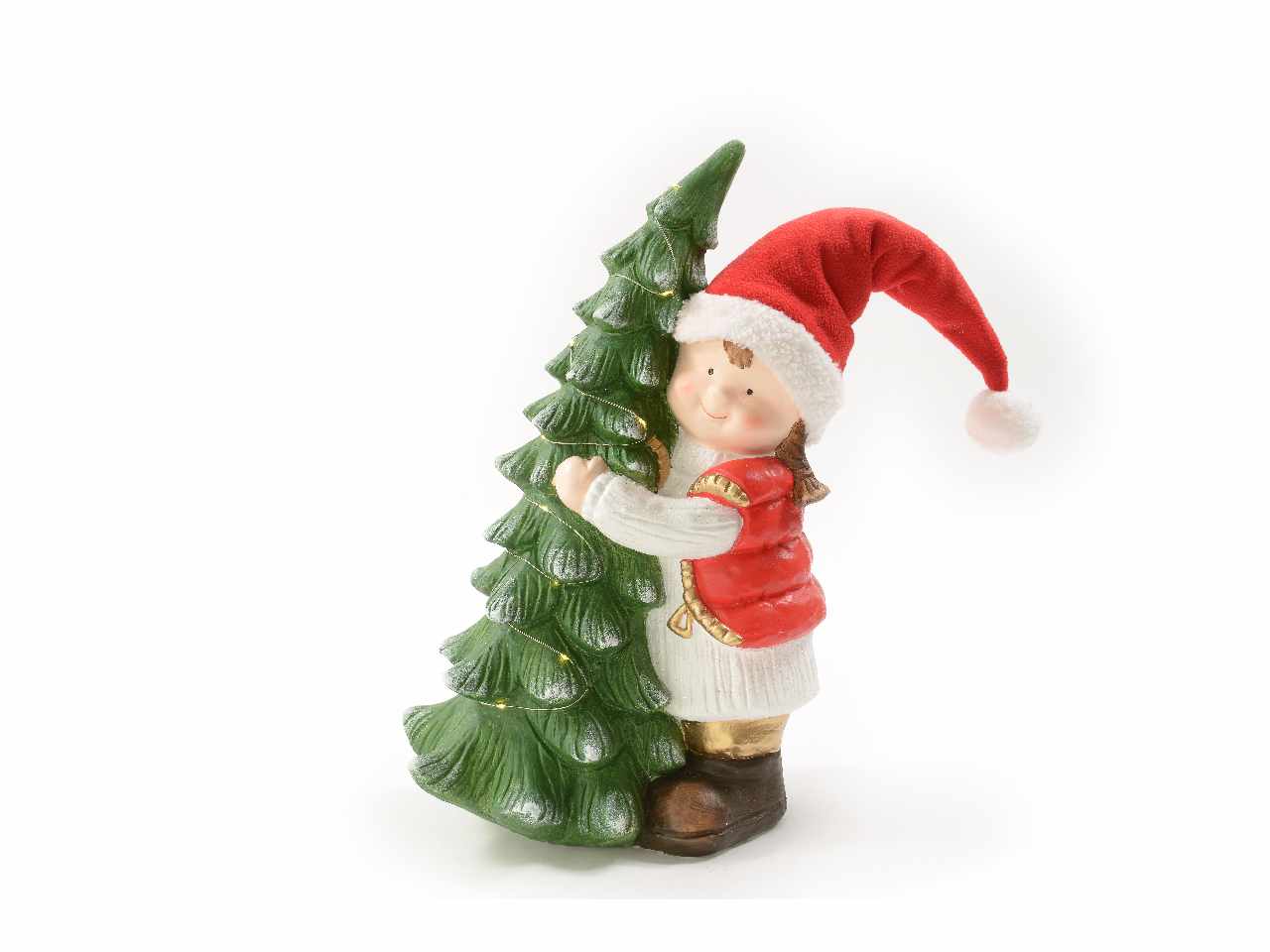Bimba livia con albero di natale con luci 33x20.5xh66.5cm.