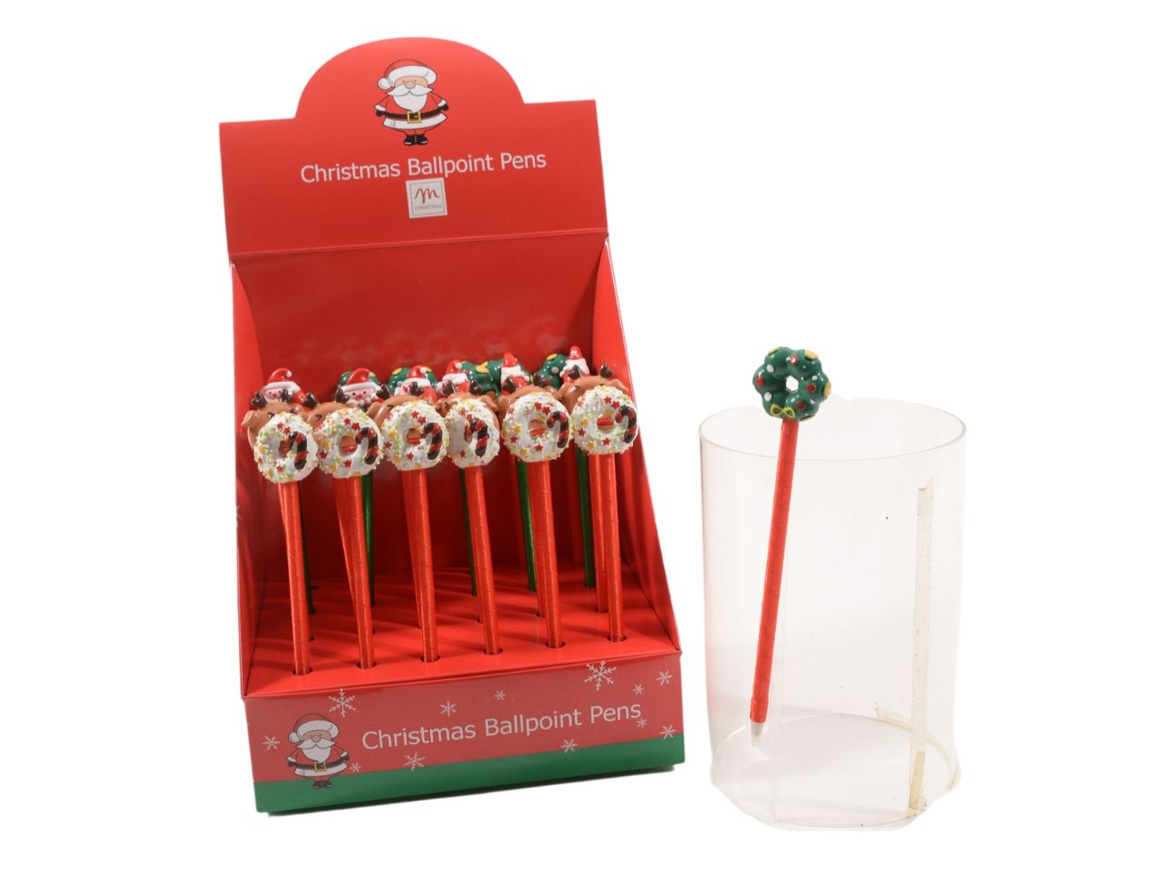 Penna con decorazione in resina "christmas donut" (5x1x22cm) in espositore