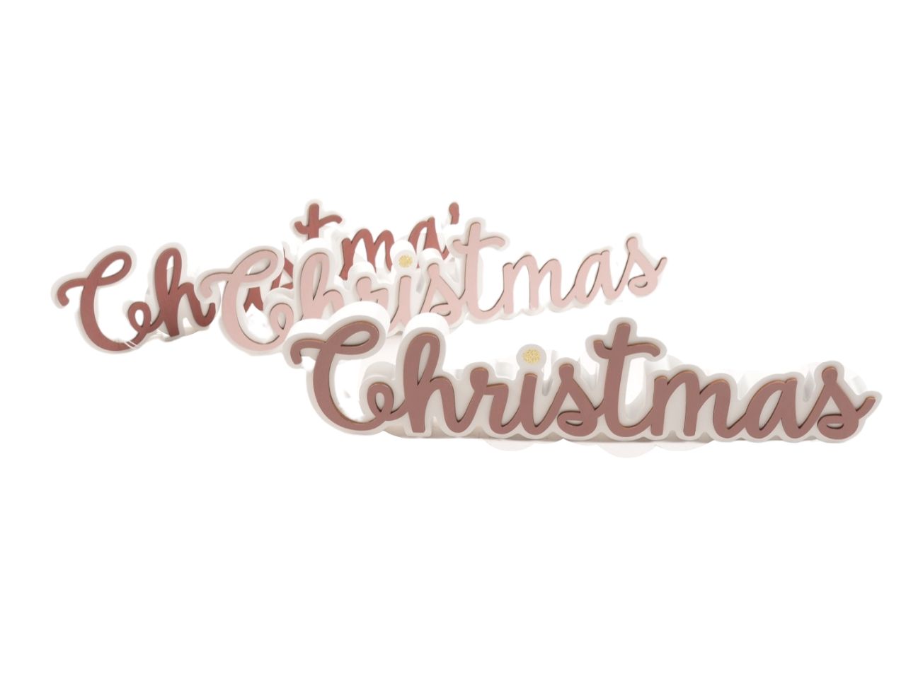 Scritta christmas "pinky boo" in legno 40x2xh.10cm assortito