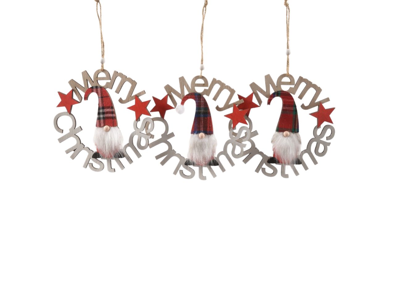Dietroporta di natale "tartan" in legno diam.18cm assortito