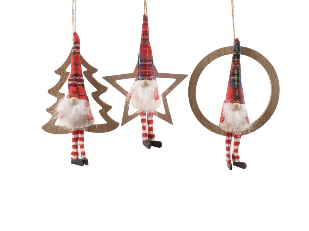 Pendente babbo natale "tartan" 15,5x4,5xh.13cm assortito