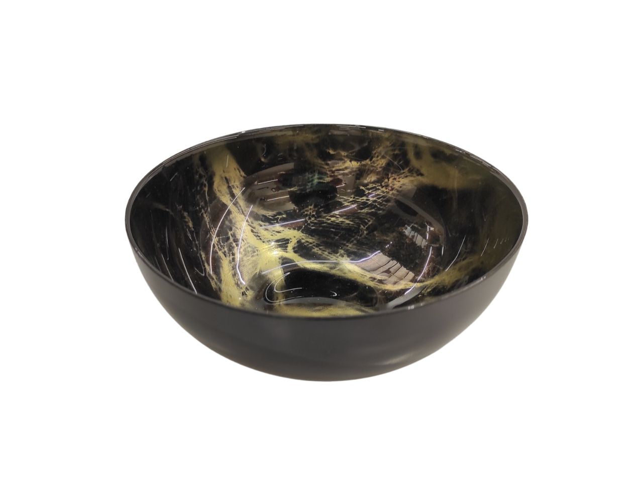 Ciotola tonda in vetro murble  d. cm 15 x h 6,5 colore oro e nero