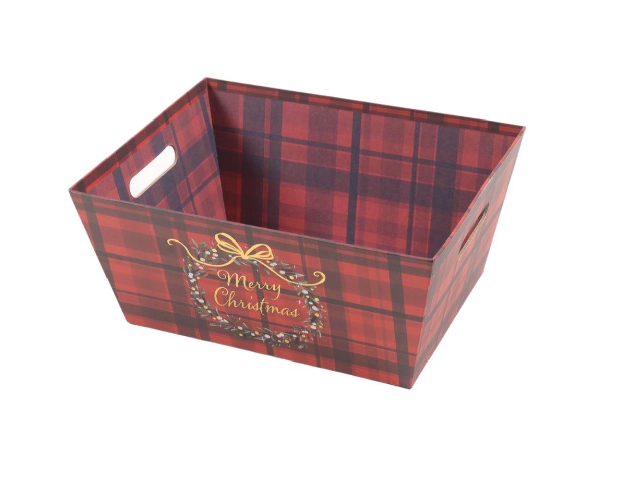 Cestino carta red tartan 31x24x14 57345