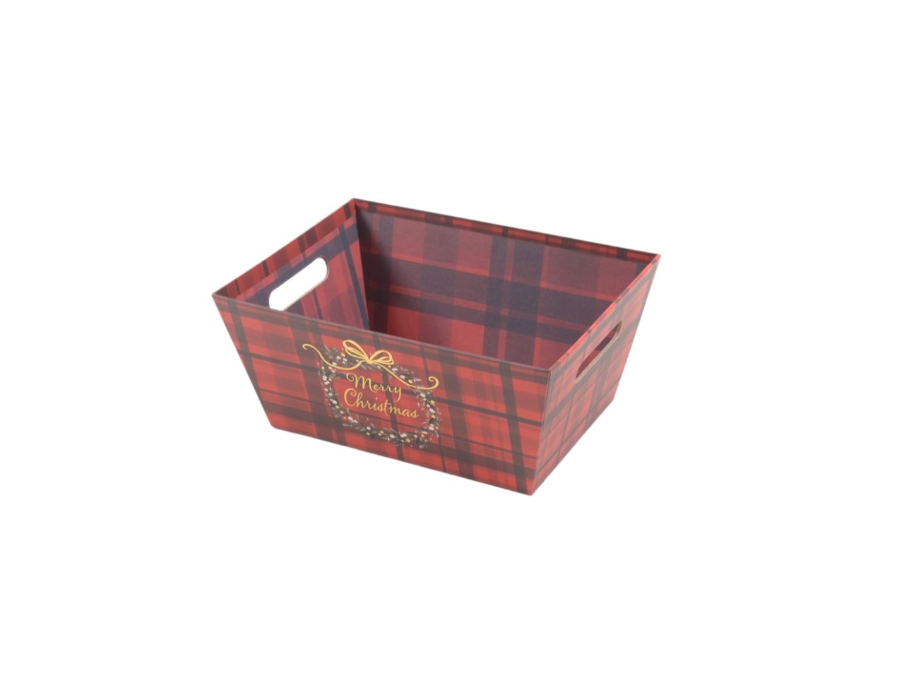 Cestino carta red tartan 27x20x12 57352