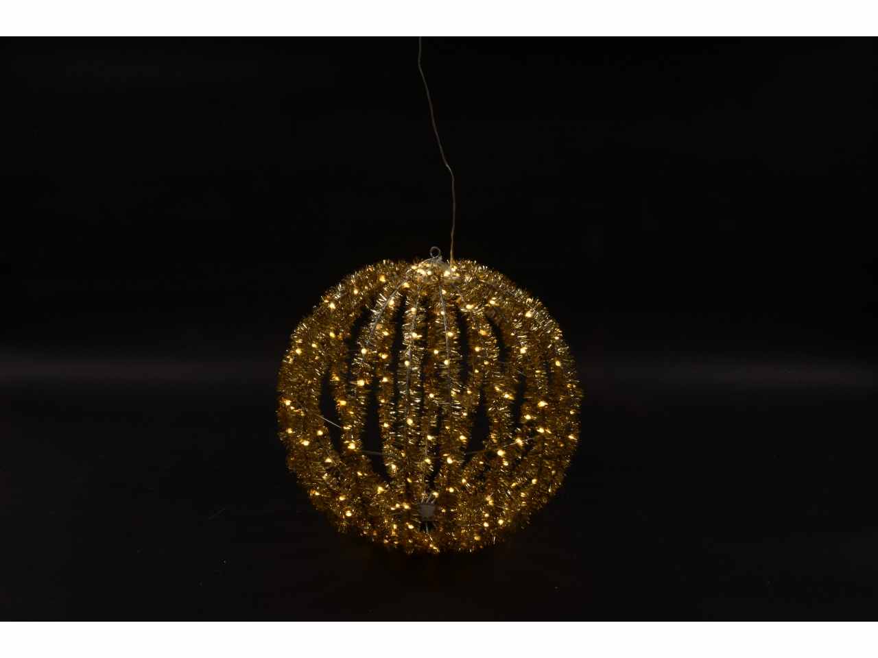 Sfera oro d.40cm di tinsel con luci richiudi 59233