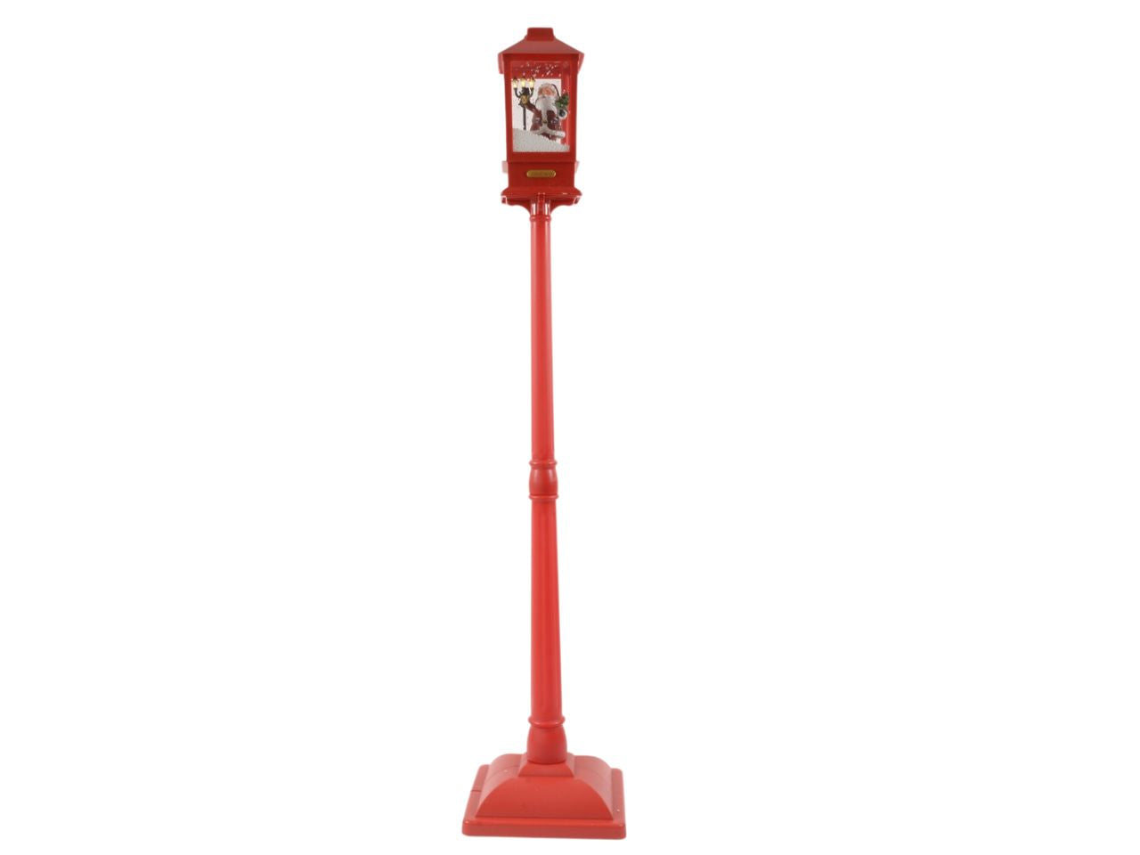 Lampione natalizio rosso snowflakes con sensore audio neve luci e musica misura 31x31xh.155cm