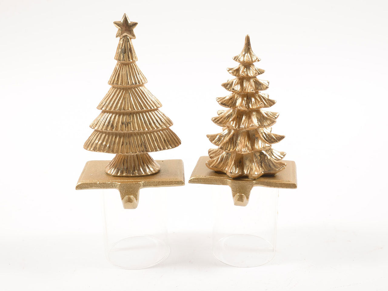 Supporto per calza di natale albero oro in resina e ghisa 19x11x8.5cm assort