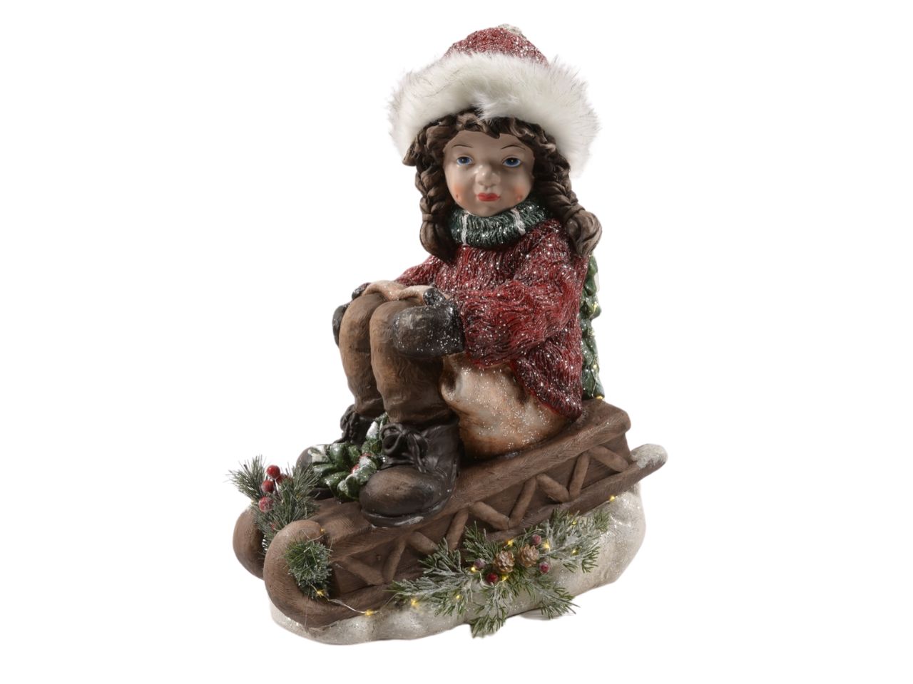 Bimba "carol" su slitta con luci 41x24xh.55cm