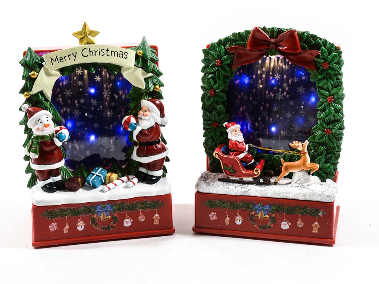 Palcoscenico natalizio con neve luci e musica misura 16,5x11.5xh.25cm assortito