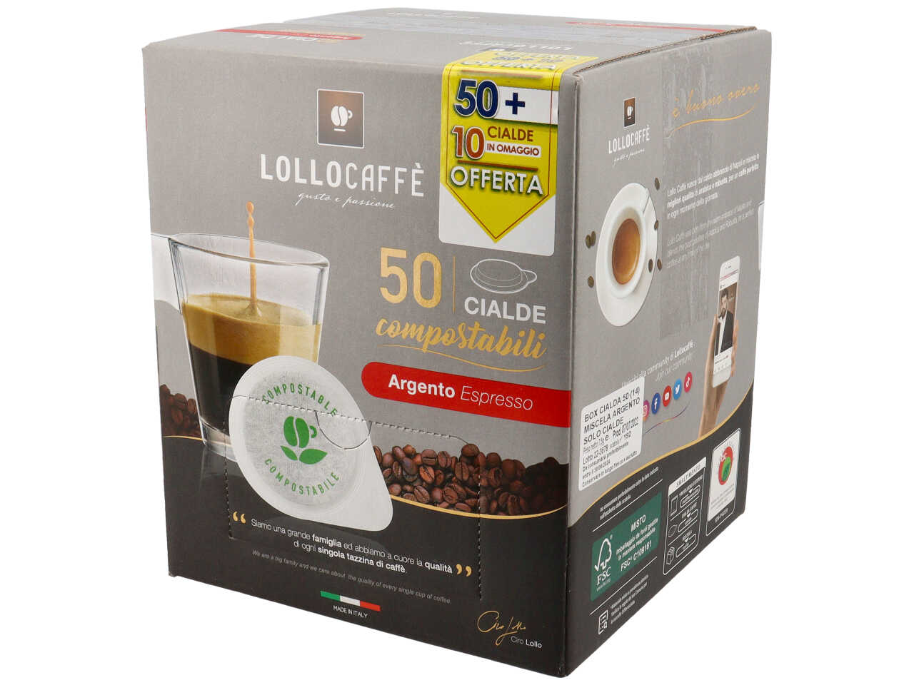 Lollocaffe' cialda argento 50+10 in omaggio
