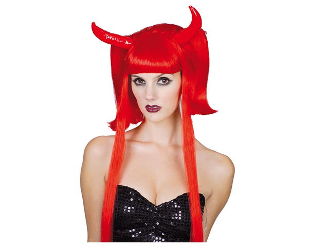 Parrucca diavolo rossa + corna 036788 $