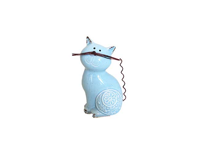 Gatto porcellana azz.13x6x6cm puk172