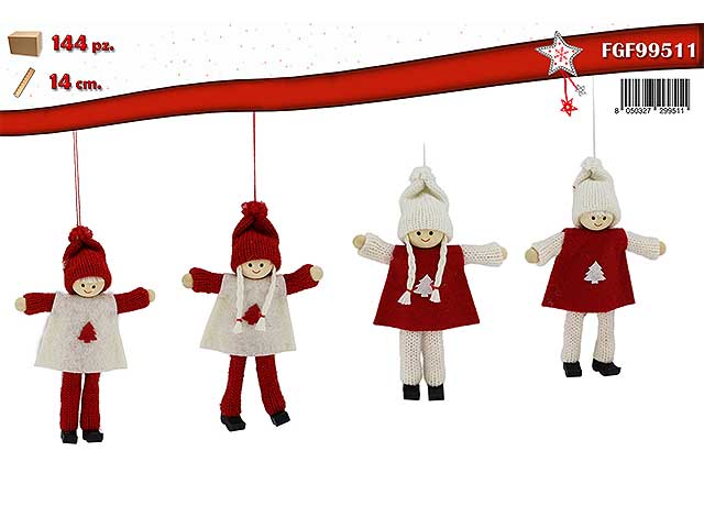 Pendente natalizio bambolina 14cm