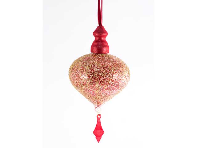 pendente natalizio rosso in vetro diametro 8cm