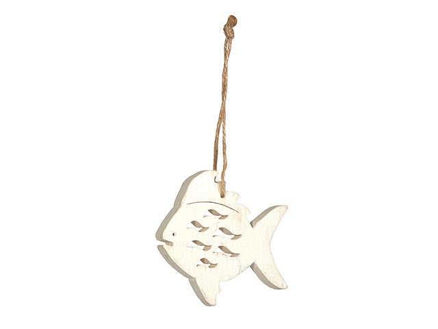 Dec.wood fish 7x8x1 white n405 01
