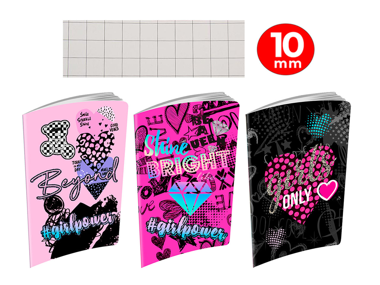 quaderni maxi active rigatura 10mm beyond girl - confezione da 10 quaderni