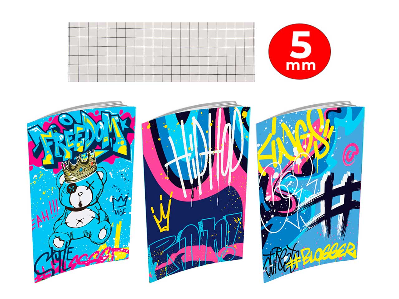 quaderni maxi active rigatura 5mm urban fashion - confezione da 10 quaderni