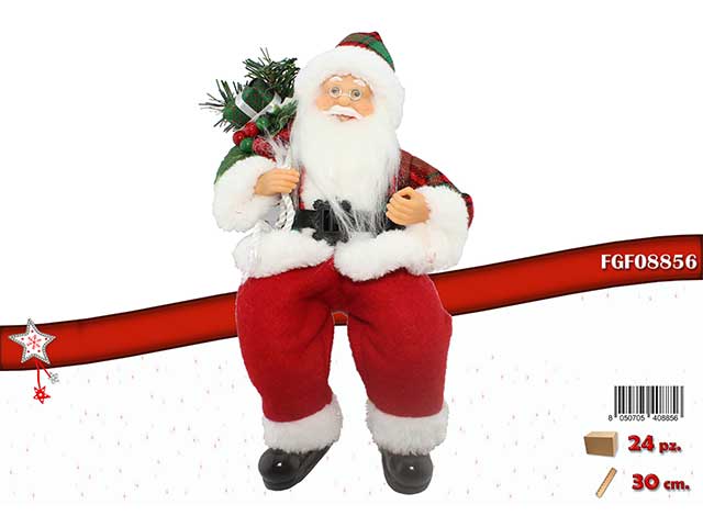Babbo natale 30cm seduto c/sacco
