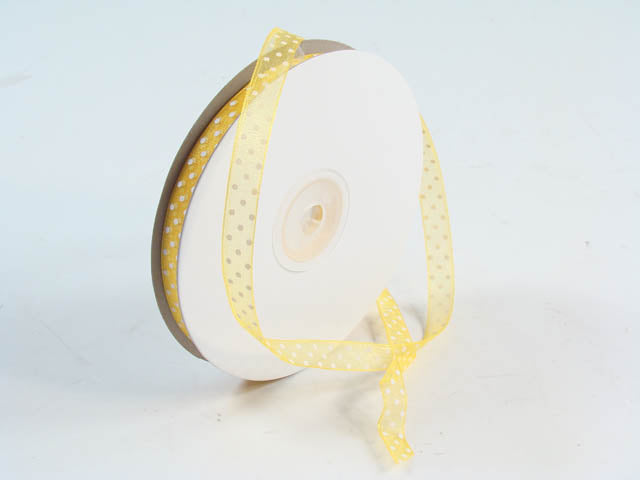 Nastro organza pois giallo 10mm50mt. ep1108