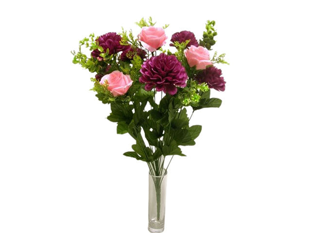 rosa con zinnia x18 55cm ds001262