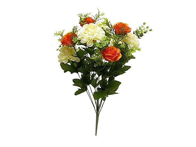 Rosa con zinnia x18 55cm arancio ds001262