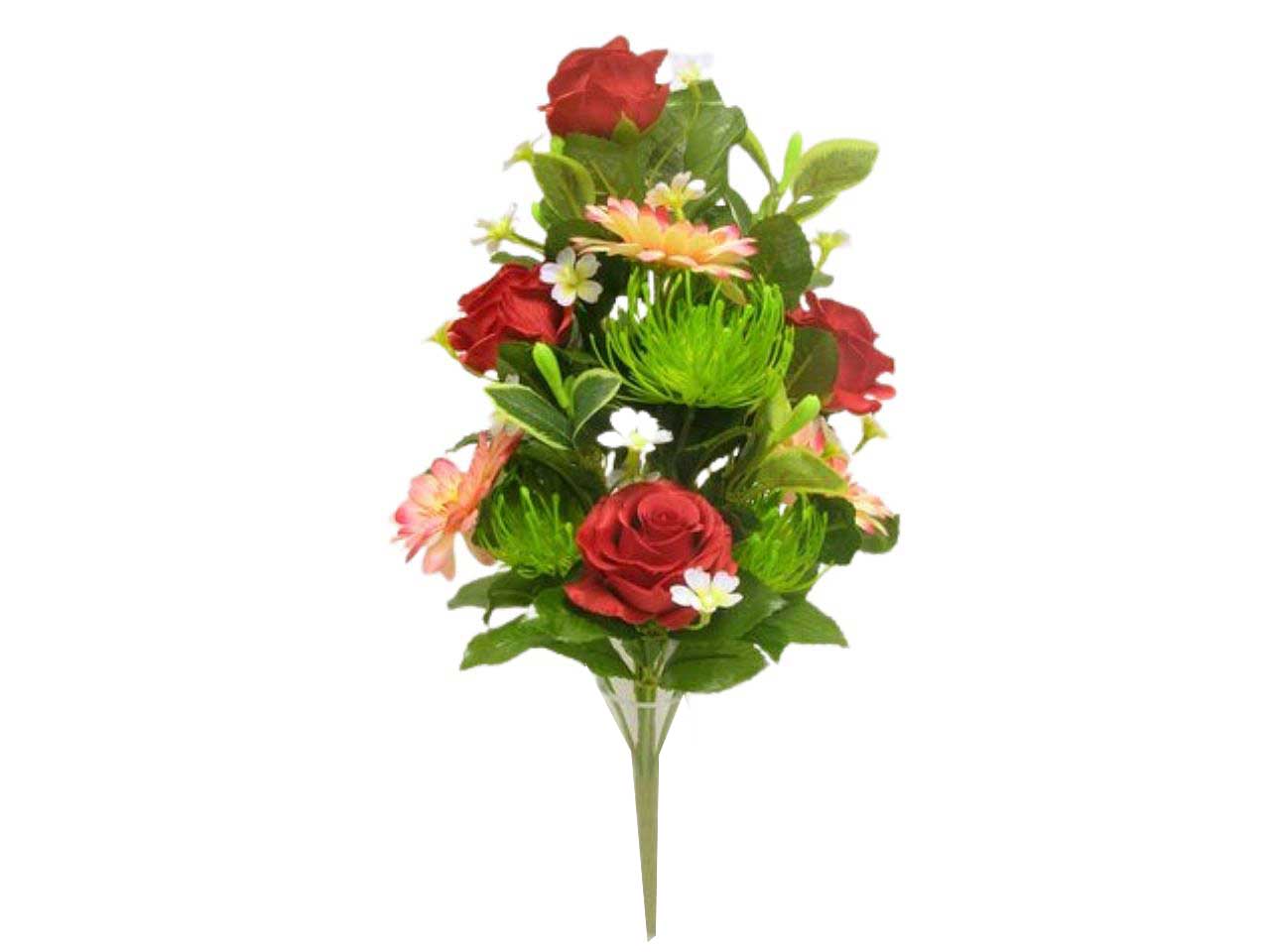 Frontale rose e gerbere x14 cm52 rosso